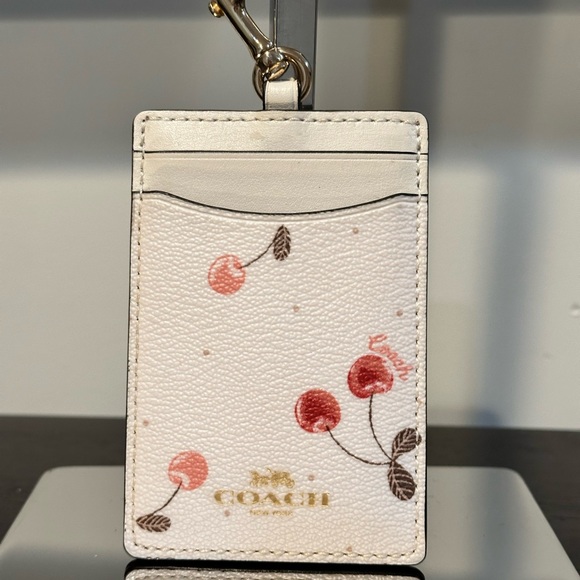 Coach White and Pink Cherry Card Holder NWOT - Picture 3 of 6